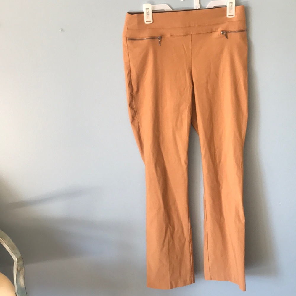 Violets & Roses Camel Ruthy Solid zipper stretchy boot cut pull on pants Sz 8/29